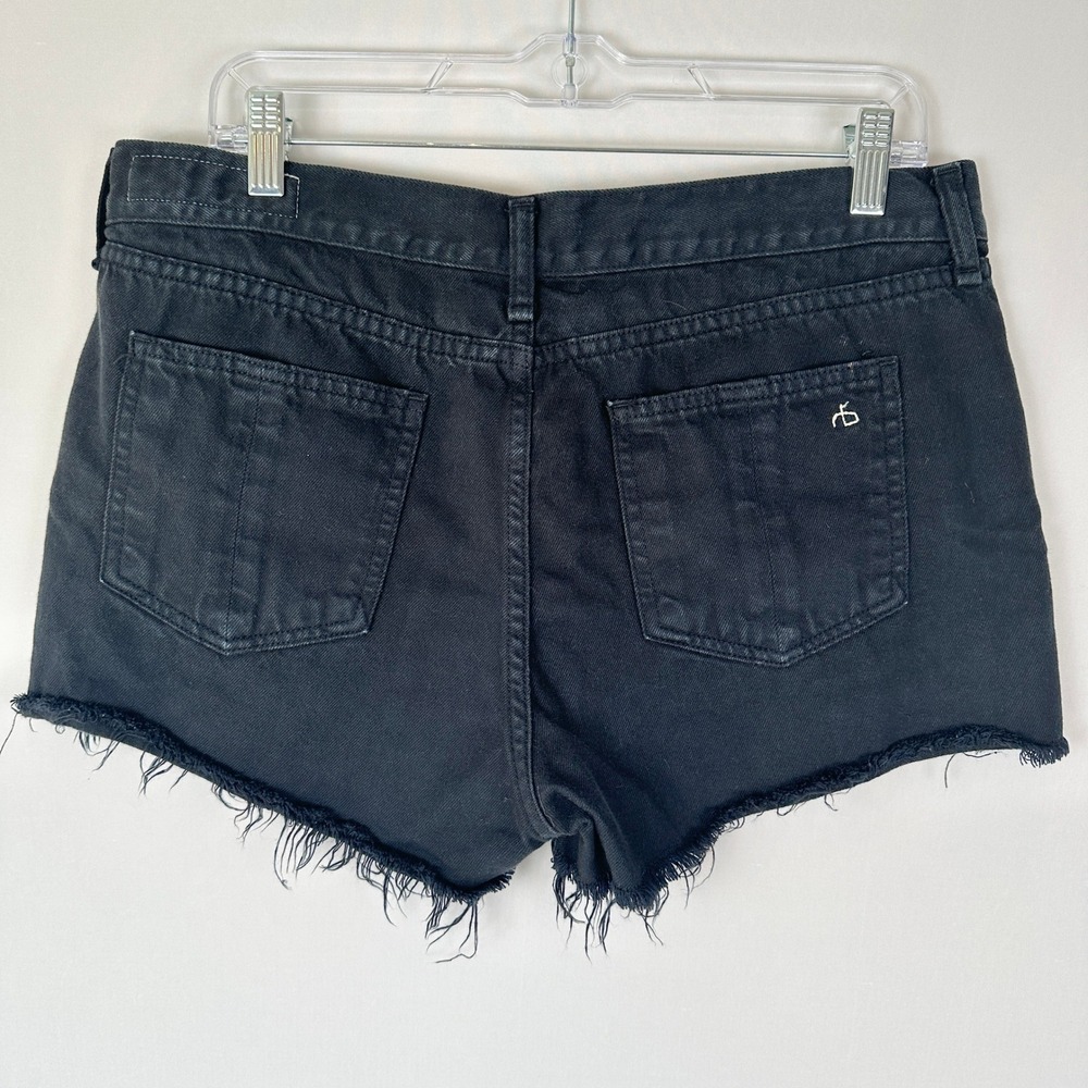 Rag & Bone Short Shorts Womens 29 Black Wash Stretch Cotton Raw Hem Boho Edgy - Picture 2 of 10
